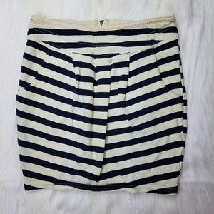 Urban Outfitter Cooperative Navy Blue & Cream Striped Cotton Mini Skirt